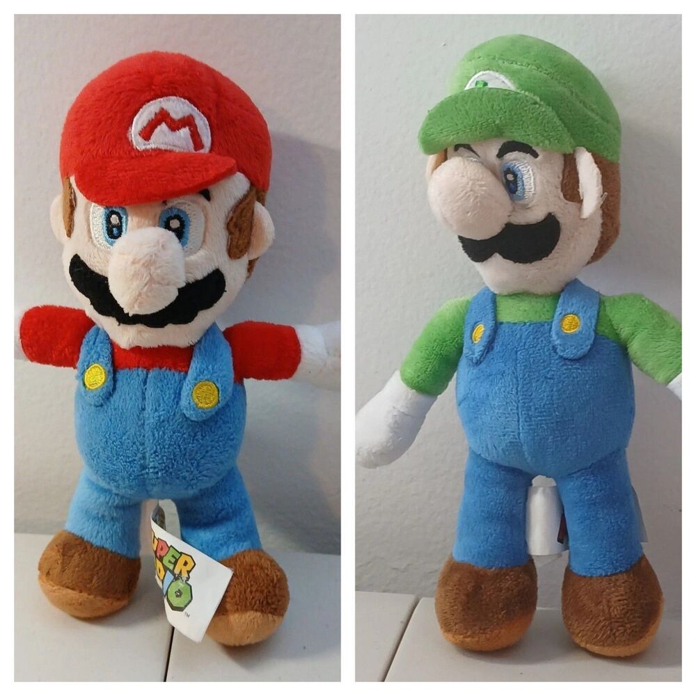 Nintendo Super Mario Brothers Luigi and Mario Stuffed Plush Animal Toy Doll Set